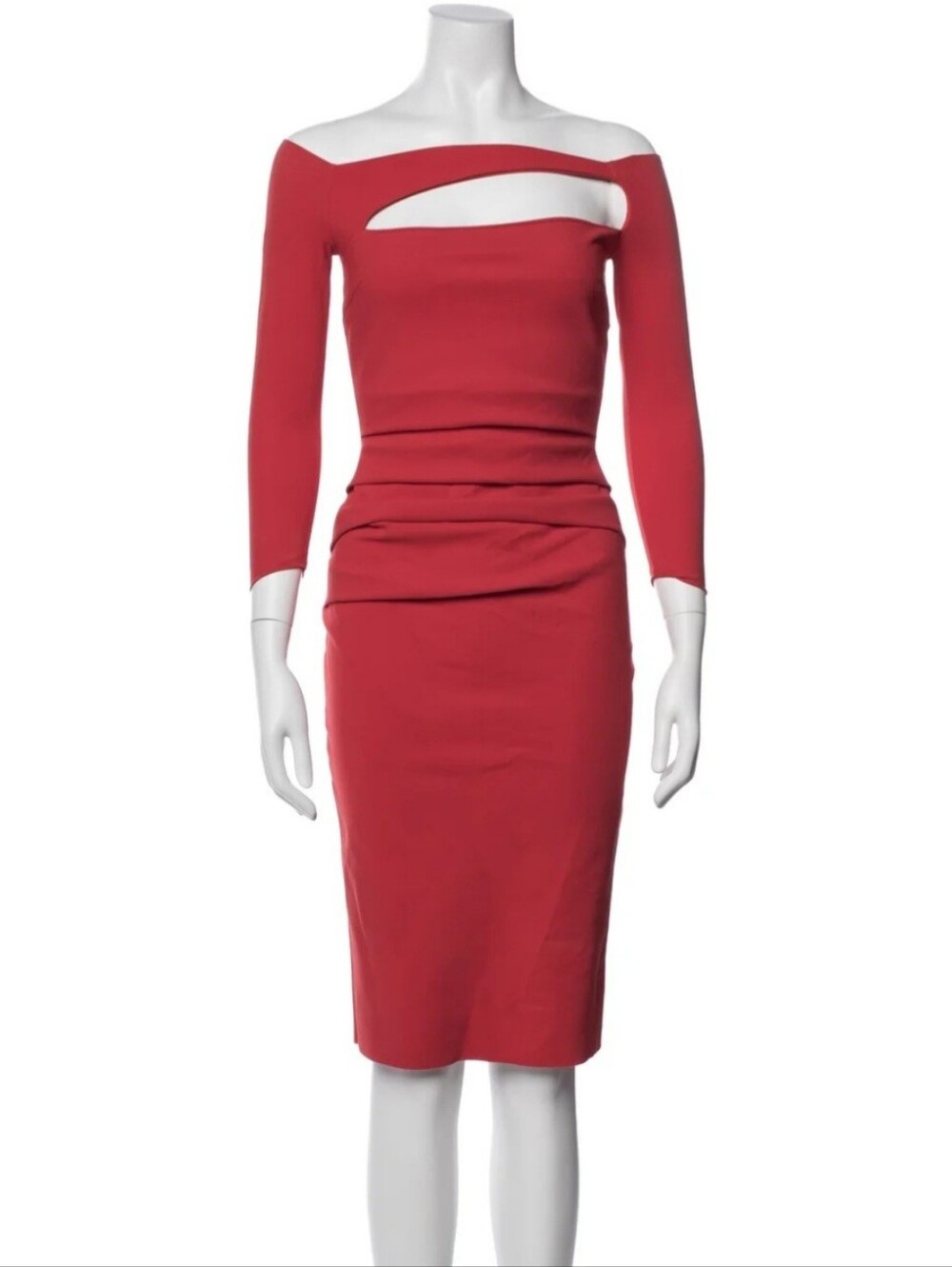 Red Draped Midi Dress - Women